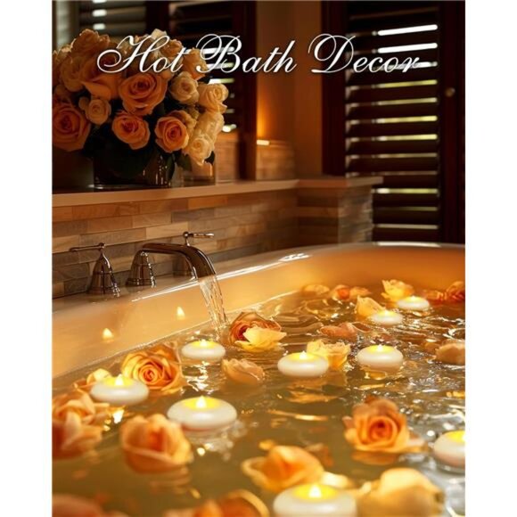 48 Pack 3” Flameless Led Floating Candles, 200 Hour White Battery Waterproof - Picture 5 of 7